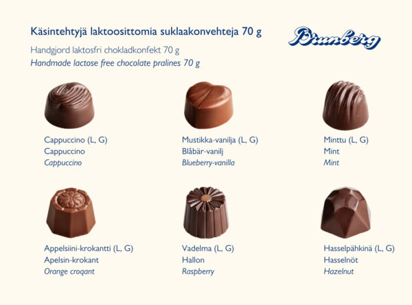 Brunberg Käsintehdyt Laktoosittomat Suklaakonvehdit 70 g