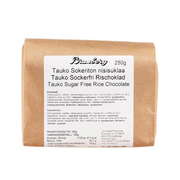 Brunberg Tauko Sugar free Rice Chocolate 250g